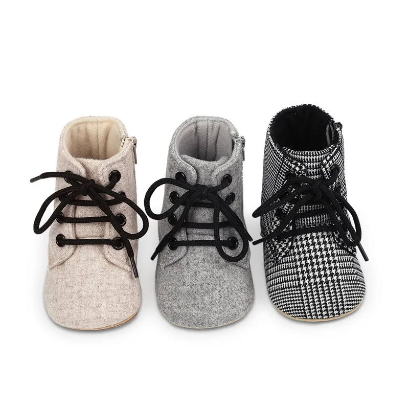 Newborn Baby Girls Winter Boots Solid Color Ankle Boots Zipper Closure Warm Anti-slip Walking Shoes for Toddler 0-18Months