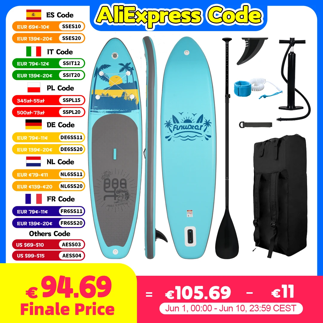 Feath-r-lite-tabla de surf inflable Koi Sup, Paddle Board con accesorios, Stand Up, 11 '6