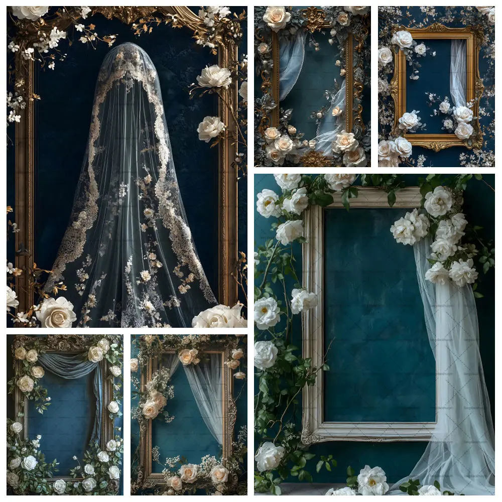 

Photography Background Adult Maternity Vintage Wall Frames Floral Backdrop Kid Birthday Portrait Photo Banner Studio