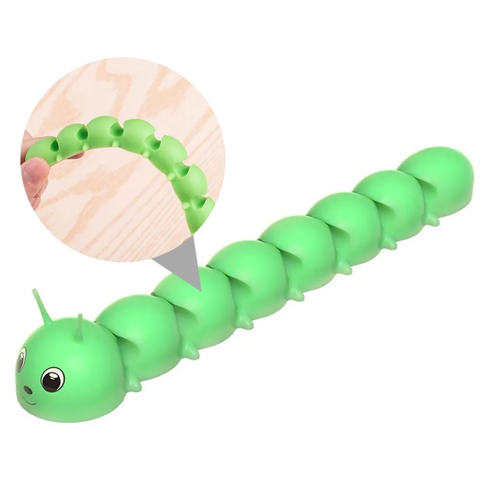 

1pc Cable Caterpillar Wire Organizer Green Self-Adhesive Data Cable Manager Durable Heat Resistant Desktop Wrap for Chargers