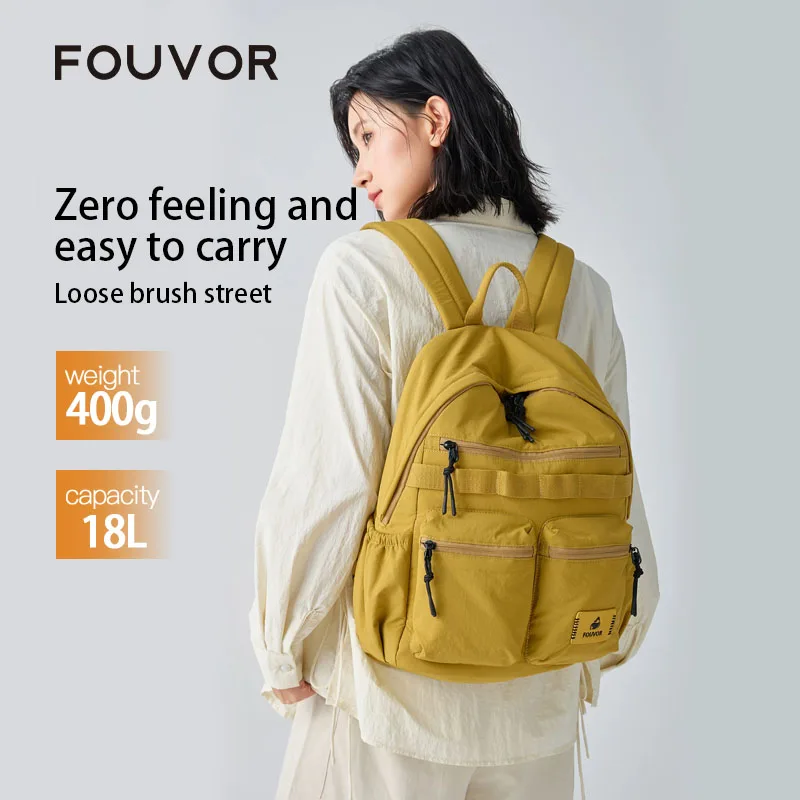 FOUVOR Women's Backpack Fashion Canvas Lightweight Casual Multi-Pocket Laptop Bag Travel College Students School Bags 3072-06