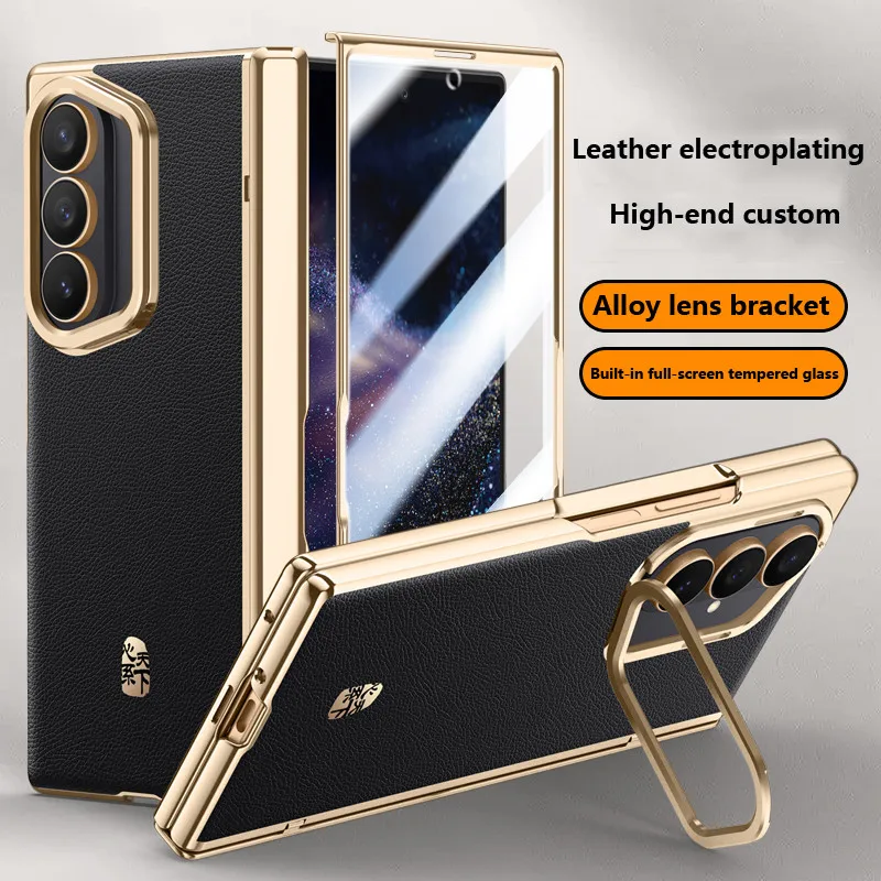 

Чехол для Samsung Galaxy W26 5G с гальваническим кожаным держателем для объектива HD, защитный чехол с защитой от привода, шарнирная пленка, универсальный защитный чехол