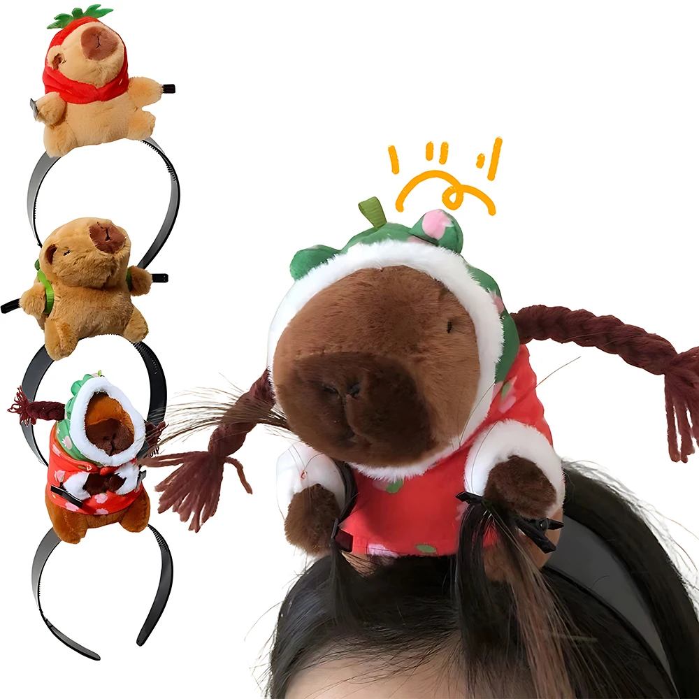 1-5PCS Headband Cartoon Funny Capybara Hair Hoop Summer Women\'s Cute Face Wash Headband Funny Plush Hair Band Hair Accessories
