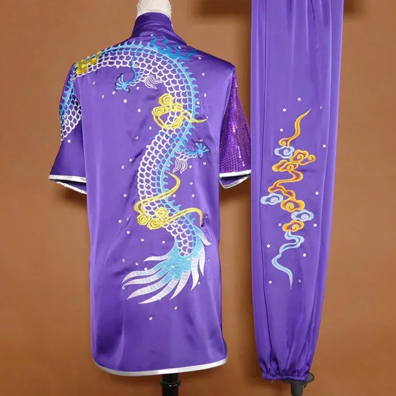Custom Tailored Kung Fu Long Fist and Tai Chi Martial Arts Uniform for Competition Embroidered Dragon Clothes