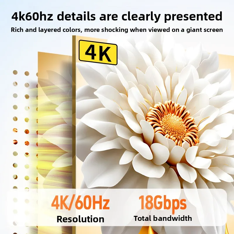 4K HDTV Audio Video Cable, HDMI 2.0 Alloy Build, for Home Theater PC,for Computer Monitor Projector, High Quality,Value