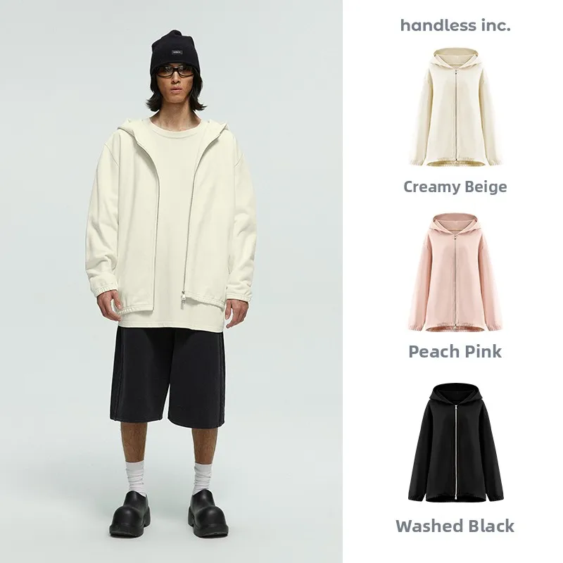 

Unisex Long Zipper Hoodie Jacket Handless Inc Comfortable Loose Fit Cotton Street Style Women's Fashion Summer 2024