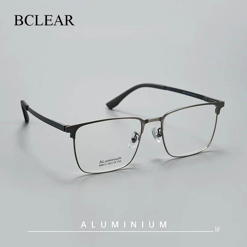 

BCLEAR High-end Business Optical Glasses Men's Ultralight Aluminum Magnesium Eyeglasses Frame for Big Face Fashion Retro Eyewear