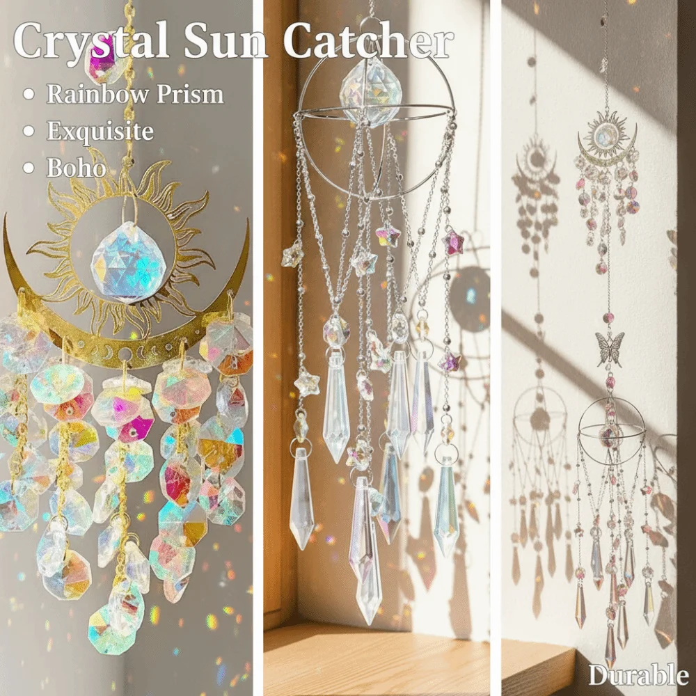 Handmade Hanging Ornaments DIY Material Kit Exquisite Rainbow Prism Crystal Sun Catcher Durable Boho Wind Chime Window Decor