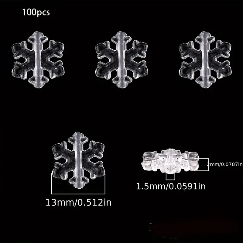 100pcs 14mm Multi-color Christmas Snowflake Flat Back Plastic Sheet Miniature Pattern DIY Christmas  Gifts Jewelry Accessories