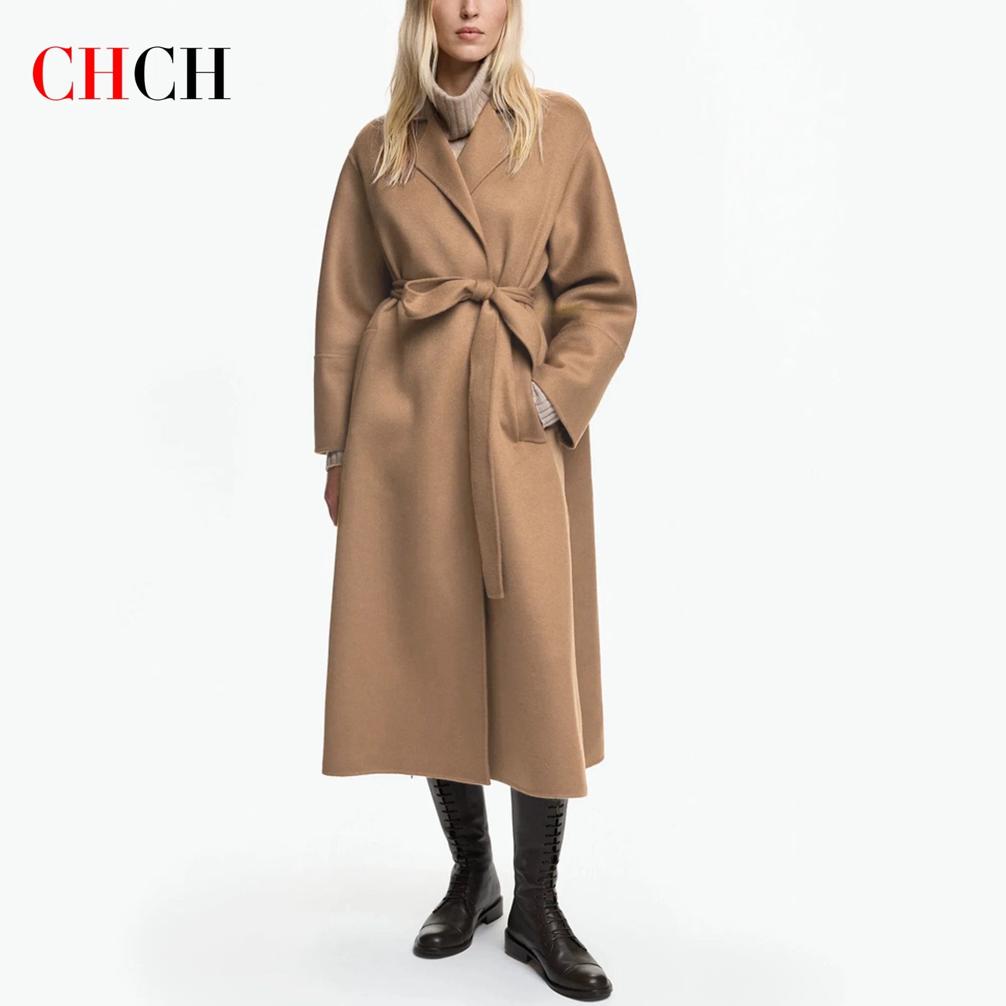 CHCH Women's Winter Warm and Casual Stand up Collar Single breasted Flat Top