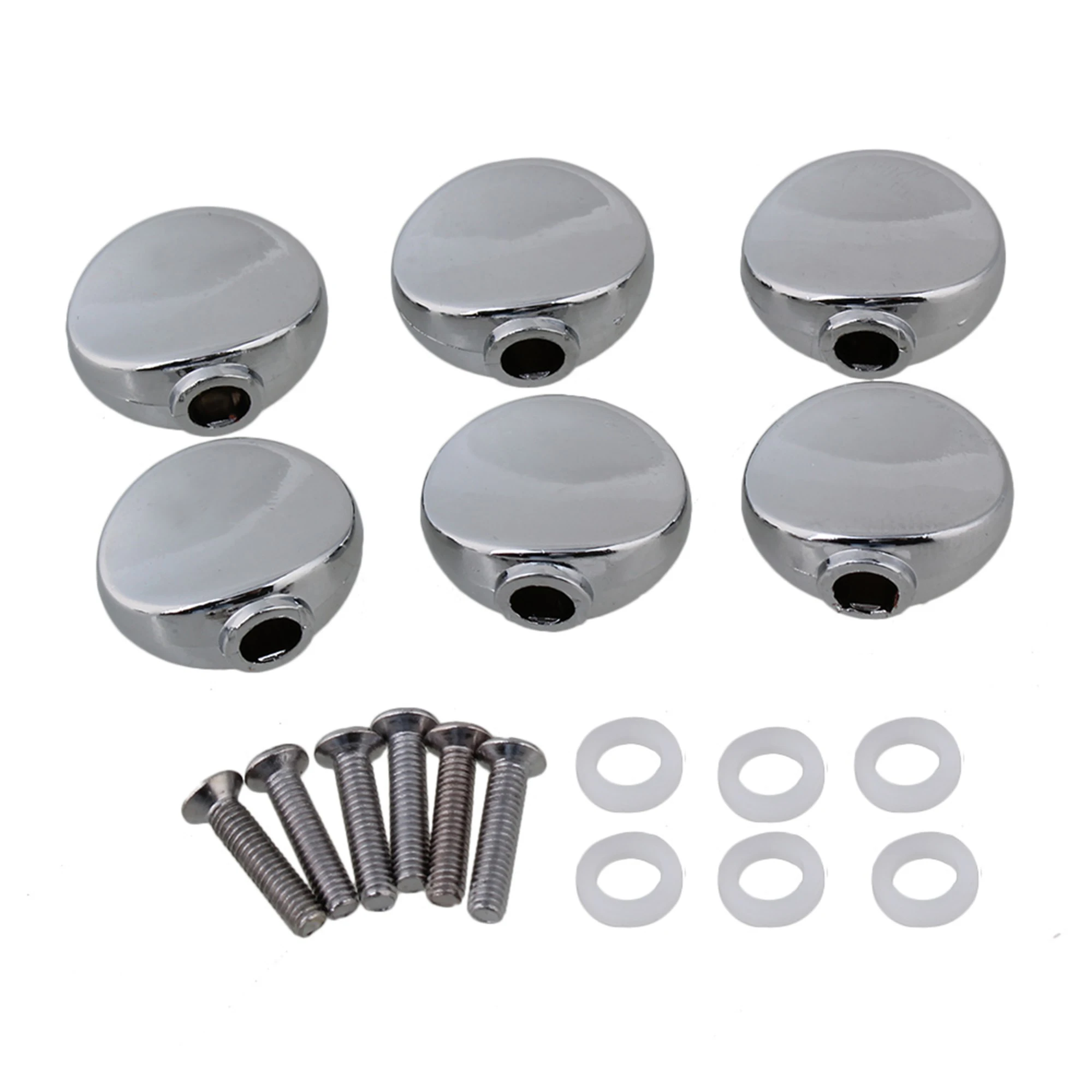 

Yibuy 6 Pieces Chrome Alloy Tuning Peg Buttons for Guitar with 4mm Dia Hole