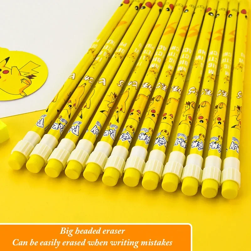 12pcs Pokemon Pikachu Anime Pencil Cute Kawaii Student Stationery Kids Writing Pen Children School Supplies Birthday Xmas Gift