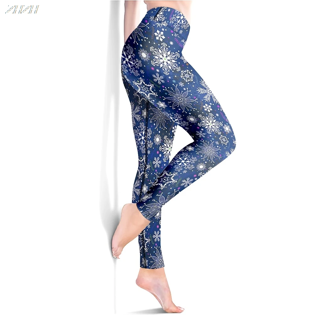 سراويل اليوغا النسائية للتحكم في الخصر العالي في صالة الألعاب الرياضية والجري واللياقة البدنية سراويل ضيقة مقصوصة لعيد الميلاد ملابس رياضية عالية المرونة #5