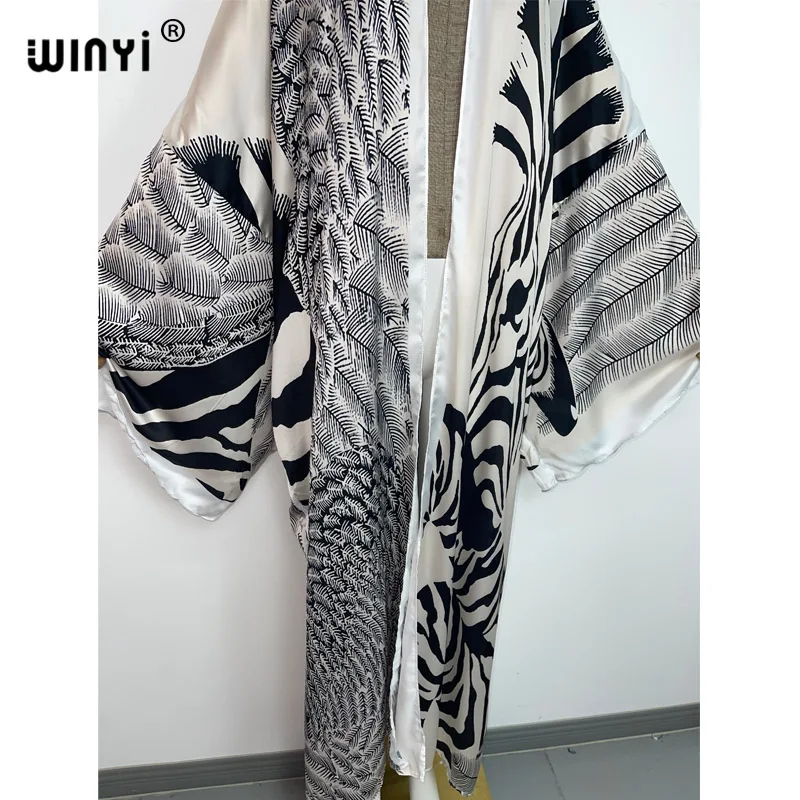 2022 WINYI Summer party Beach Wear Swim Suit Cover up Africa women boho Cardigan stitch colorful sexy Holiday long Sleeve Kimono