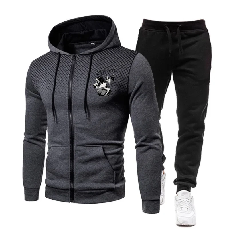 Men's Jacket Set Black Red Gradient Zip-Up Hoodie with Mickey Mouse Print for Casual Outdoor Wear