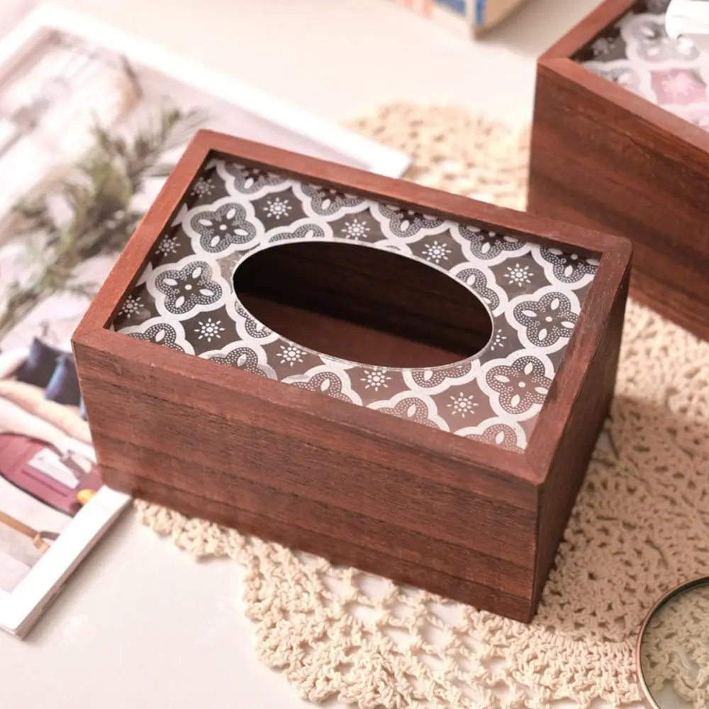 

Solid Wood Wood Tissue Box Home Decor Chinese Style Retro Paper Box Multifunction Delicate Napkin Storage Box Restaurant