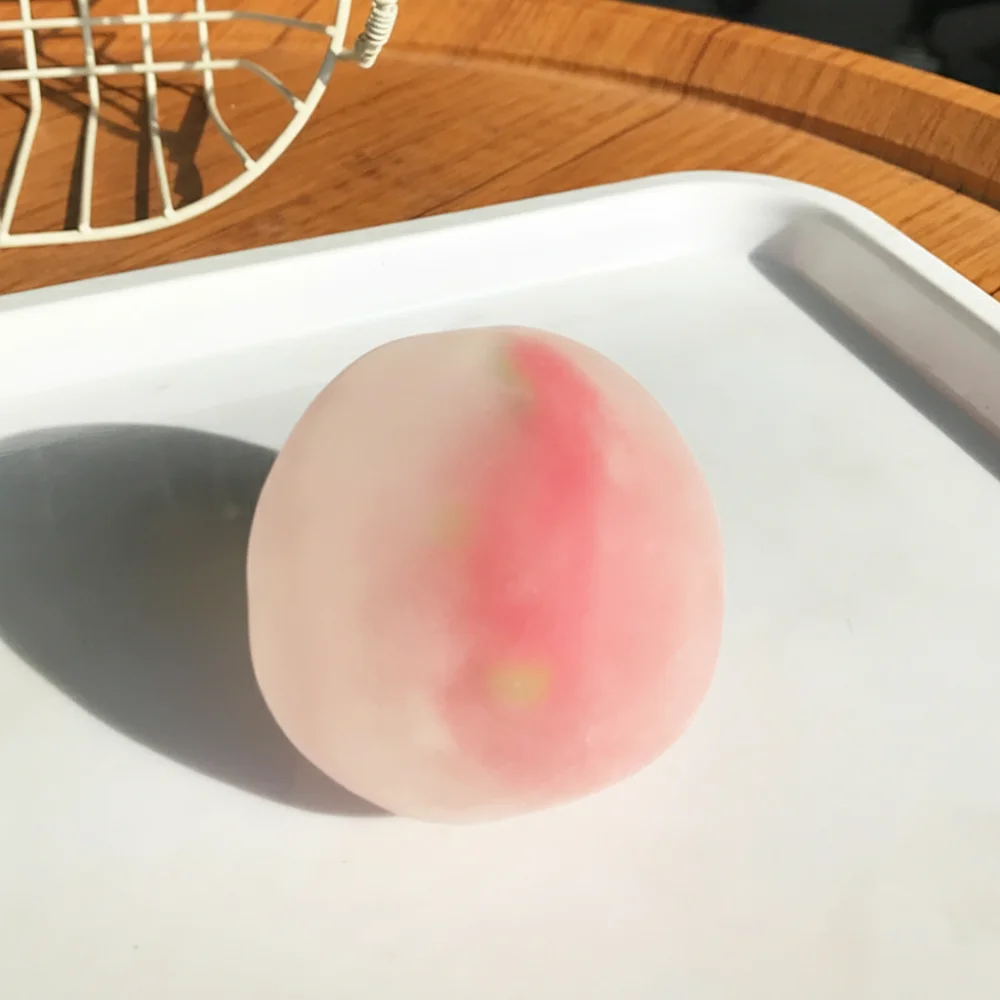 Pelota Antiestrés de Mochi con Forma de Fruta Simulada, Serie Fresa, Suave, Sensorial, Reutilizable, Sin Rebote