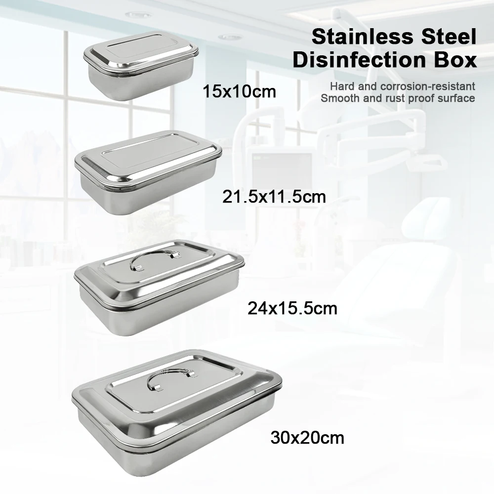 Stainless Steel Dental Disinfection Box With Lid Surgical Equipments Tool Sterilizer Container Dentist Storage Box Dental Tray