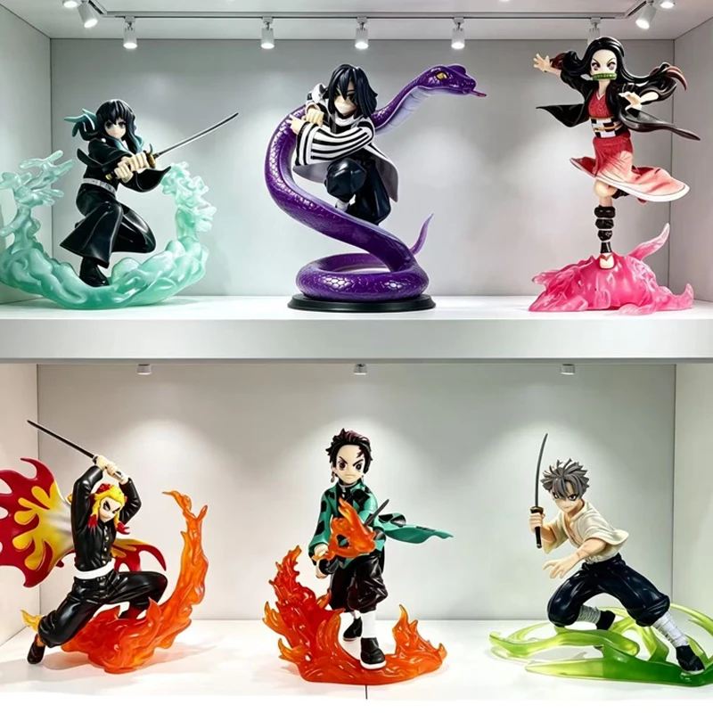 Demon Slayer Anime-Figur Kamado Tanjiro Kampfszenen-Version Charaktere Nezuko/Zenitsu Statue PVC-Modell Sammlerstück Spielzeug & Geschenk