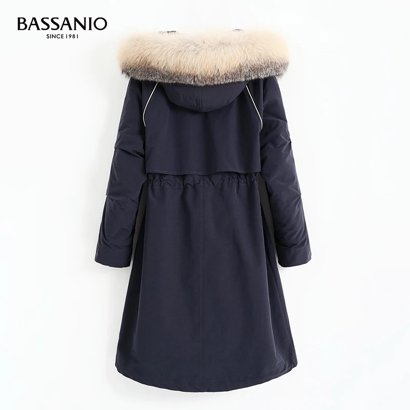 New Big Real Fox Fur Collar Coat Winter Jacket Long Women Rabbit Fur Liner Hooded Parkas