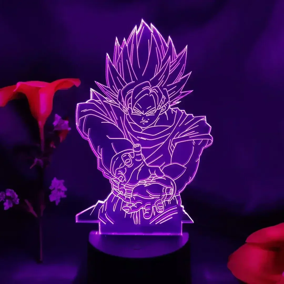 Anime Figure Dragon Ball Z Son Goku 3D Lamp LED Night Light Gohan Vegeta Broly Frieza Action Figuras DBZ Lampara Kids Manga Gift