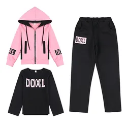 Sports Suit for Girls 3PCS/Set Children Clothes Cotton Hoodie + T-shirts + Pants Kids Tracksuit for Girls 5 6 8 9 10 12 13 Years