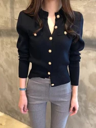 JMPRS Fashion Women Cardigan Sweater Spring Knitted Long Sleeve Short Coat Casual Single Breasted Korean Slim Chic Ladies Top