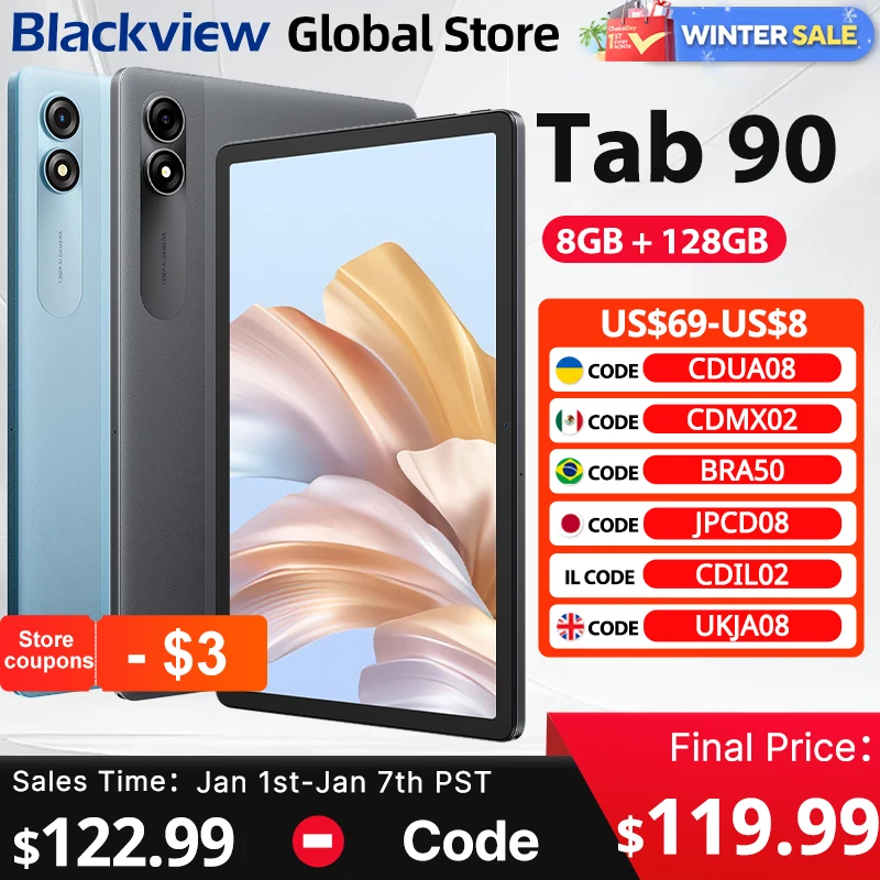 2025 New Blackview Tab 90 4G tablets 10.92-inch Display 8GB 128GB Widevine L1 8200mAh Battery Android 14 Dual Speakers PC Pad