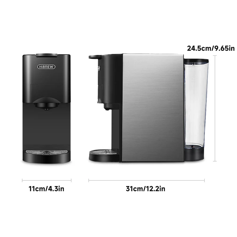 Máquina de café HiBREW 5 em 1, cápsula múltipla de café expresso Dolce Milk & Nespresso & ESE Pod & Powder Coffee Maker Metal inoxidável H3A