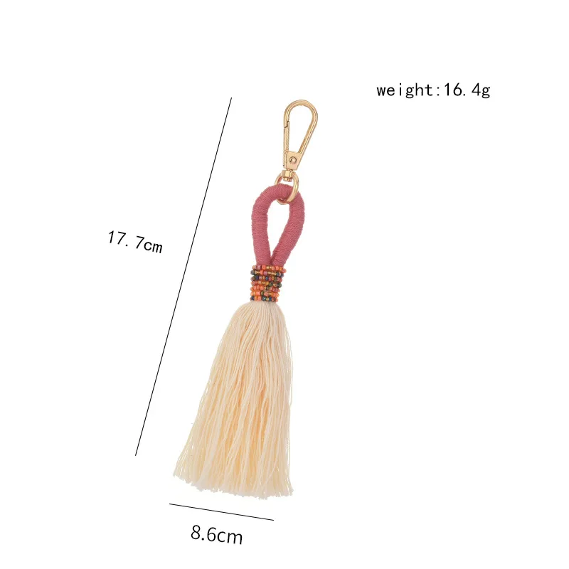 New Vintage Key Chain Hand Woven Key Chain Millet Bead Accessories Tassel Key Chain Bag Pendant Accessories Jewelry Dropshipping