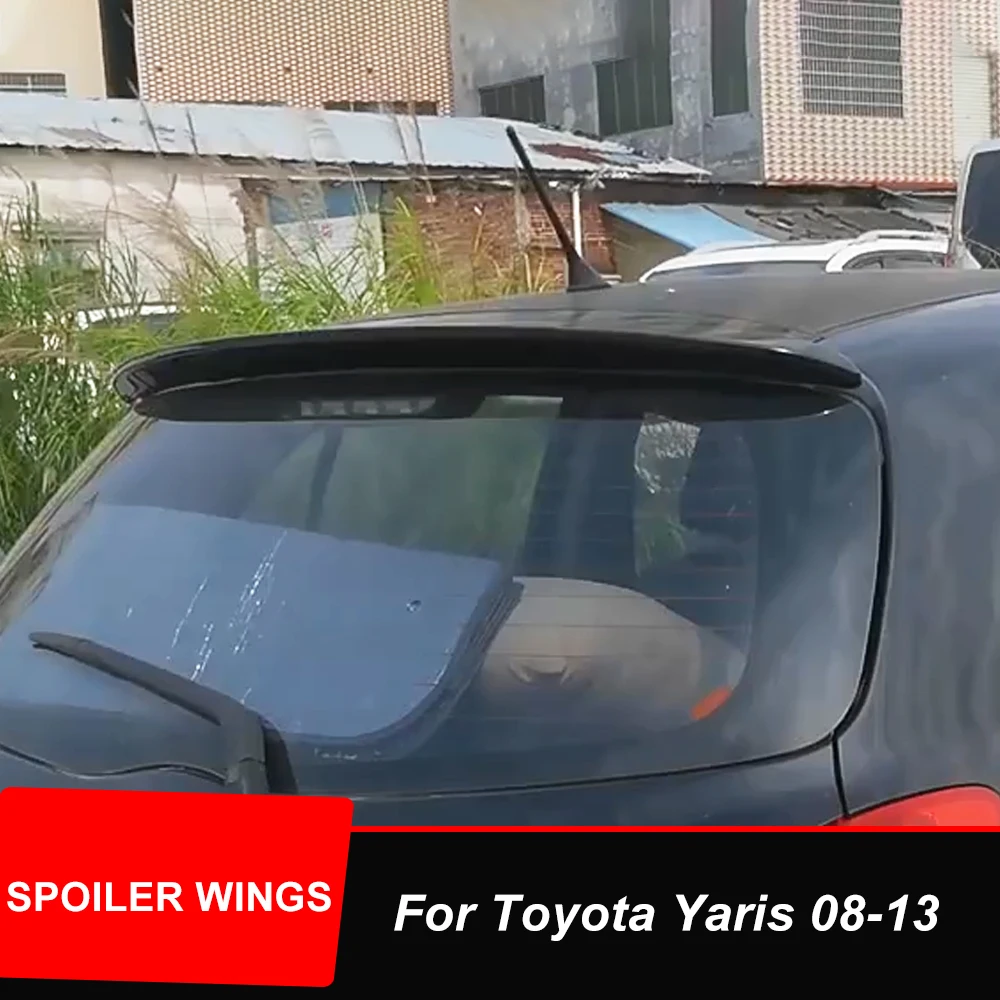 For Toyota Yaris 2008 09 10 11 12 13 ABS Rear Roof Trunk Lid Car Spoiler Wings ABS Black White Exterior Tuning Accessories Parts