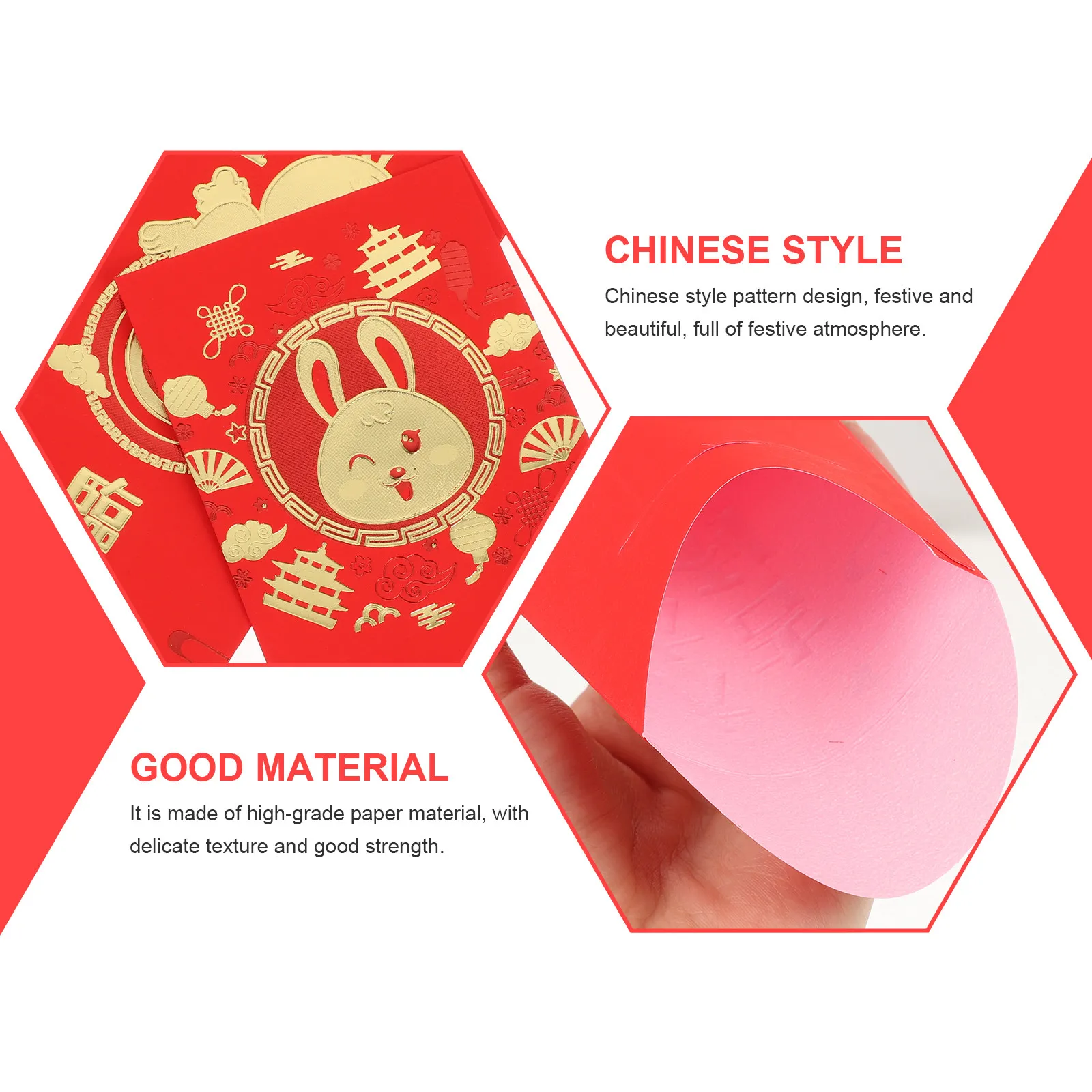 

30Pcs Rabbit Year Red Envelopes Chinese Style Auspicious Pattern Festive Money Packets Spring Festival Gift Red Packets