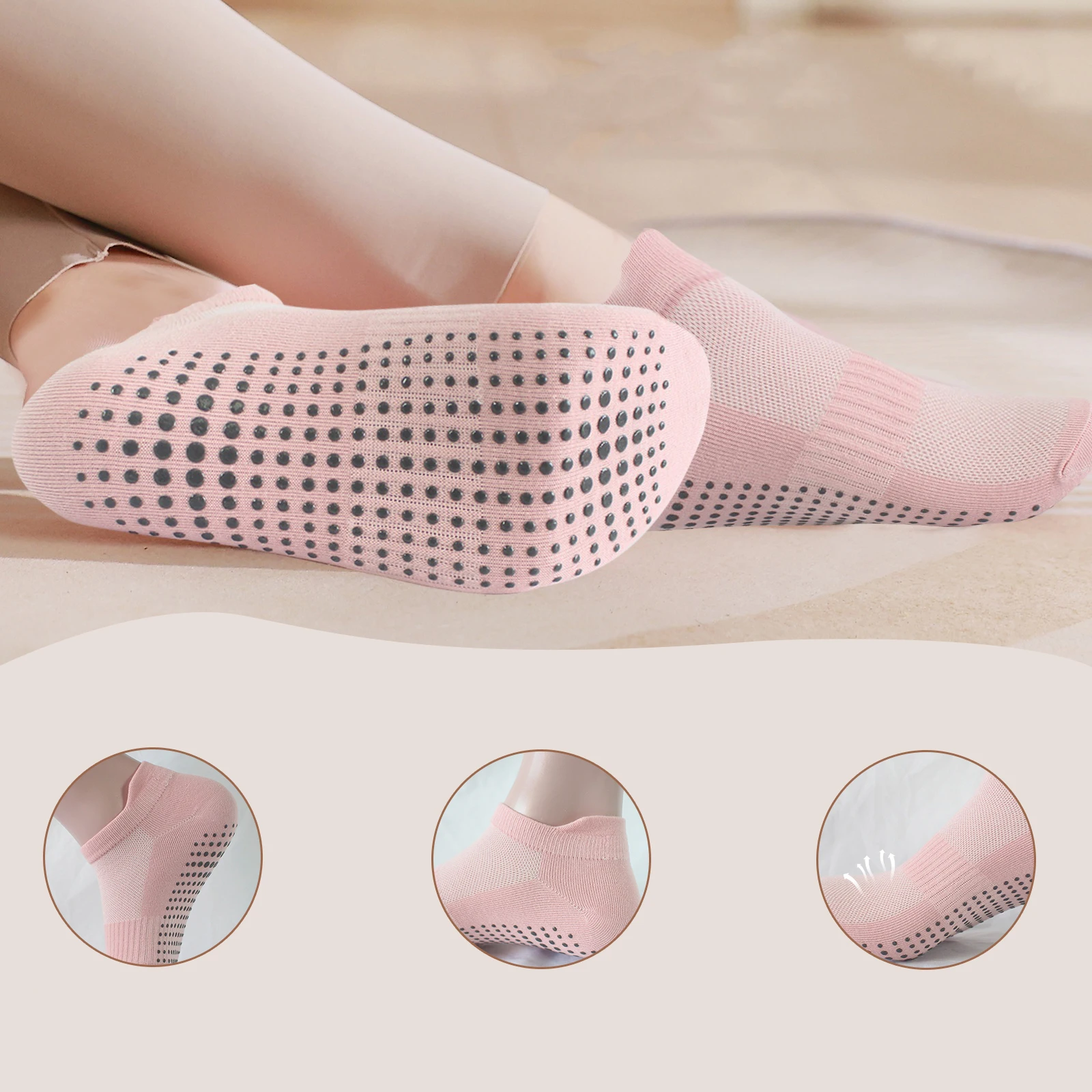 HA WA Professional Women Yoga Socks Silicone Anti-slip Ballet Pilates Socks Cotton Breathable Short Socks