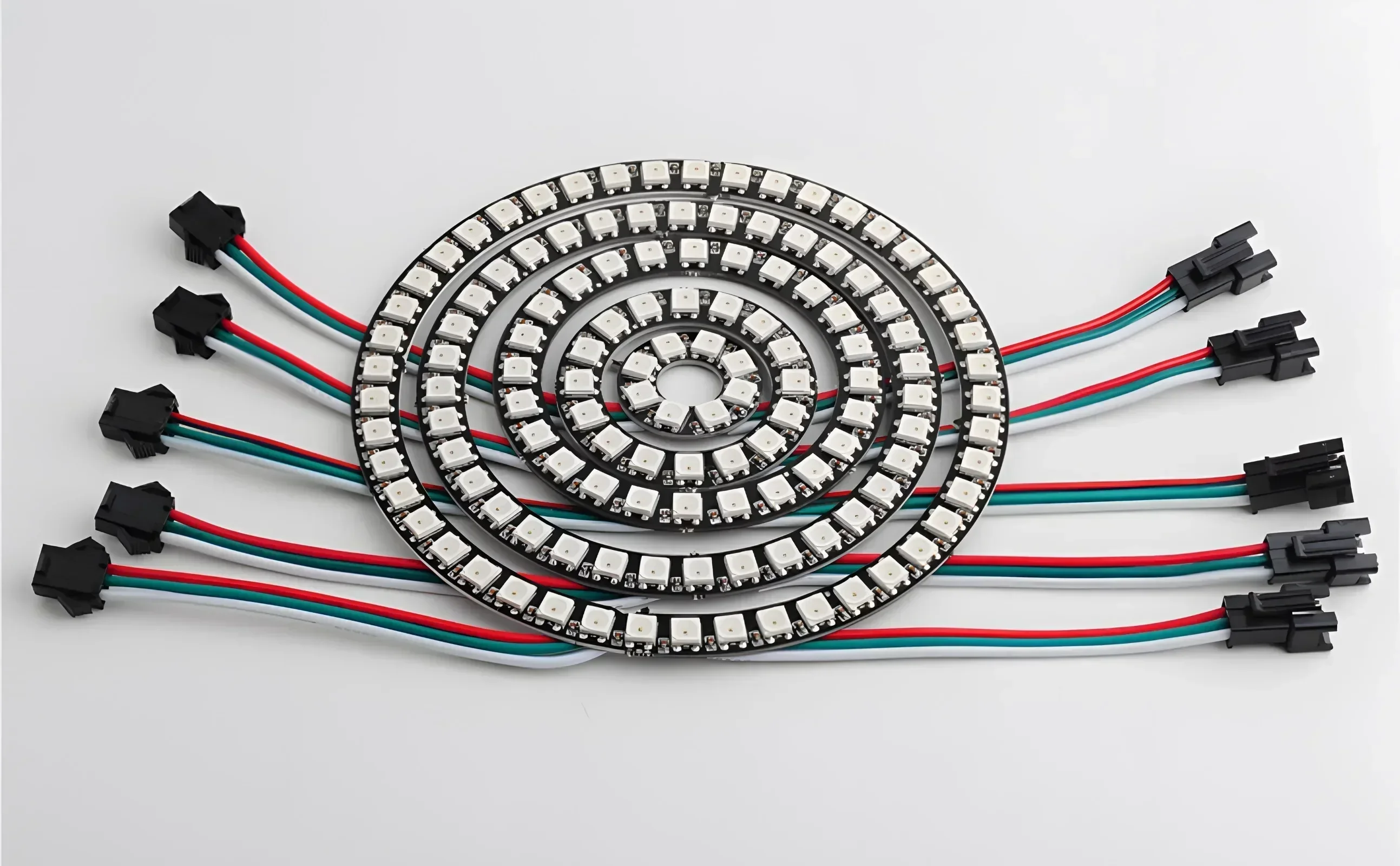 WS2812B 5050 RGB LED Ring 7 / 8 / 12 / 16 / 24 / 60 بت ضوء المصباح مع السائقين المتكاملة WS2812 لـ Arduino Raspberry Pi