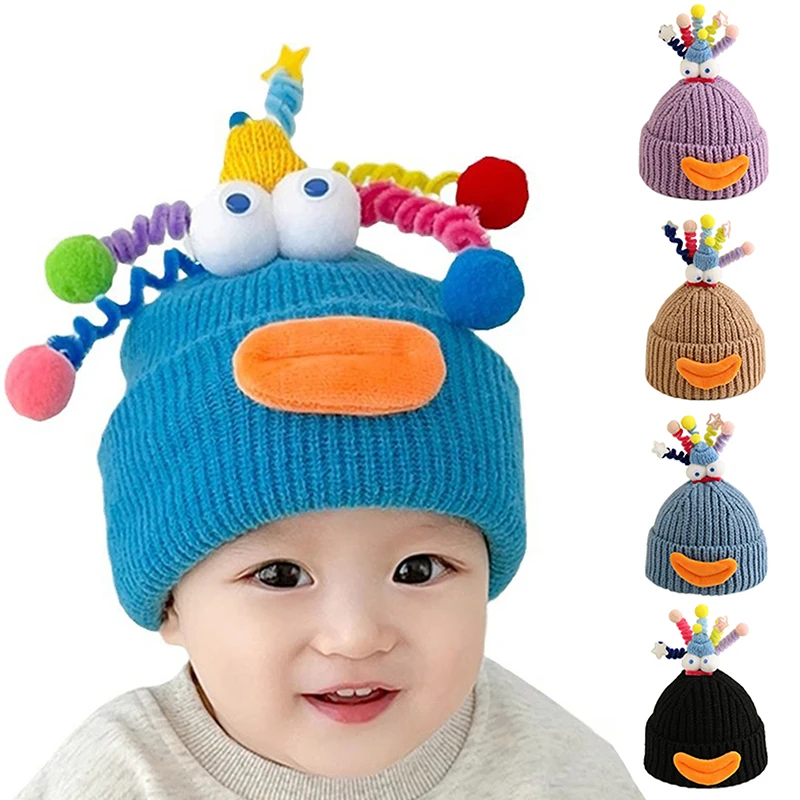 

Autumn Children's Models Dorky Quirky Knit Cap Winter Outdoor Baby Warm Ear Protection Cap Cartoon Warm Knit Cap Set Head Cap