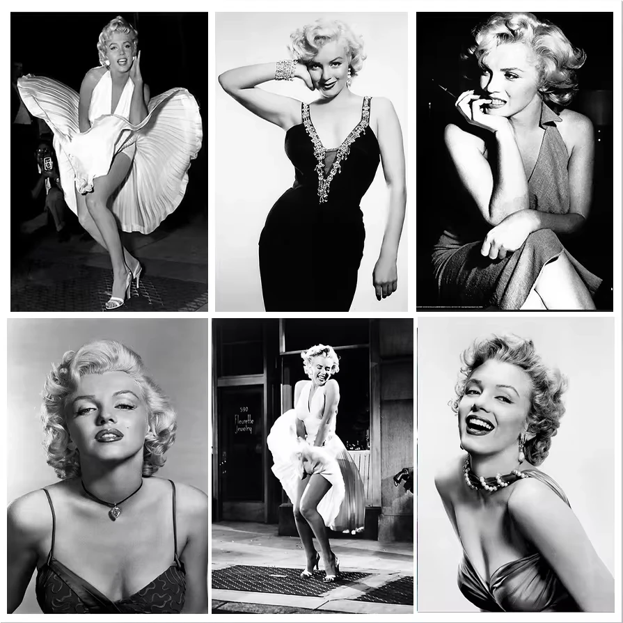 Pósteres de películas en blanco y negro, imágenes e impresiones de pared de Marilyn Monroe, imágenes artísticas de pared, pintura en lienzo para decoración del hogar y la sala de estar