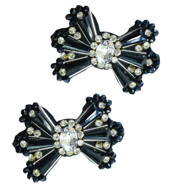 

340D 5 Pcs Bowknot Patches Rhinestones Bows Applique PatchesLovely Sewing Patches for Brooches Bag Clothes