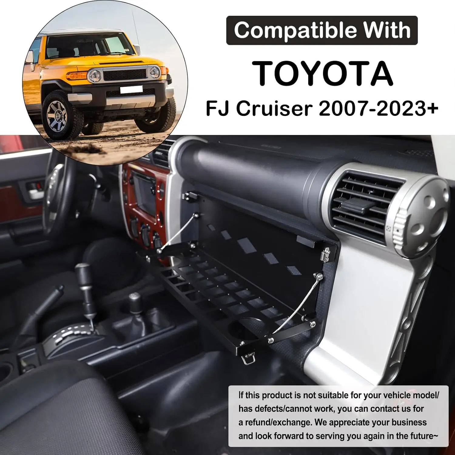 Car Passenger Dashboard Foldable Storage Rack For Toyota FJ Cruiser 2007-21 Multifunctional Organizer Storage Bag Sunglass Bag