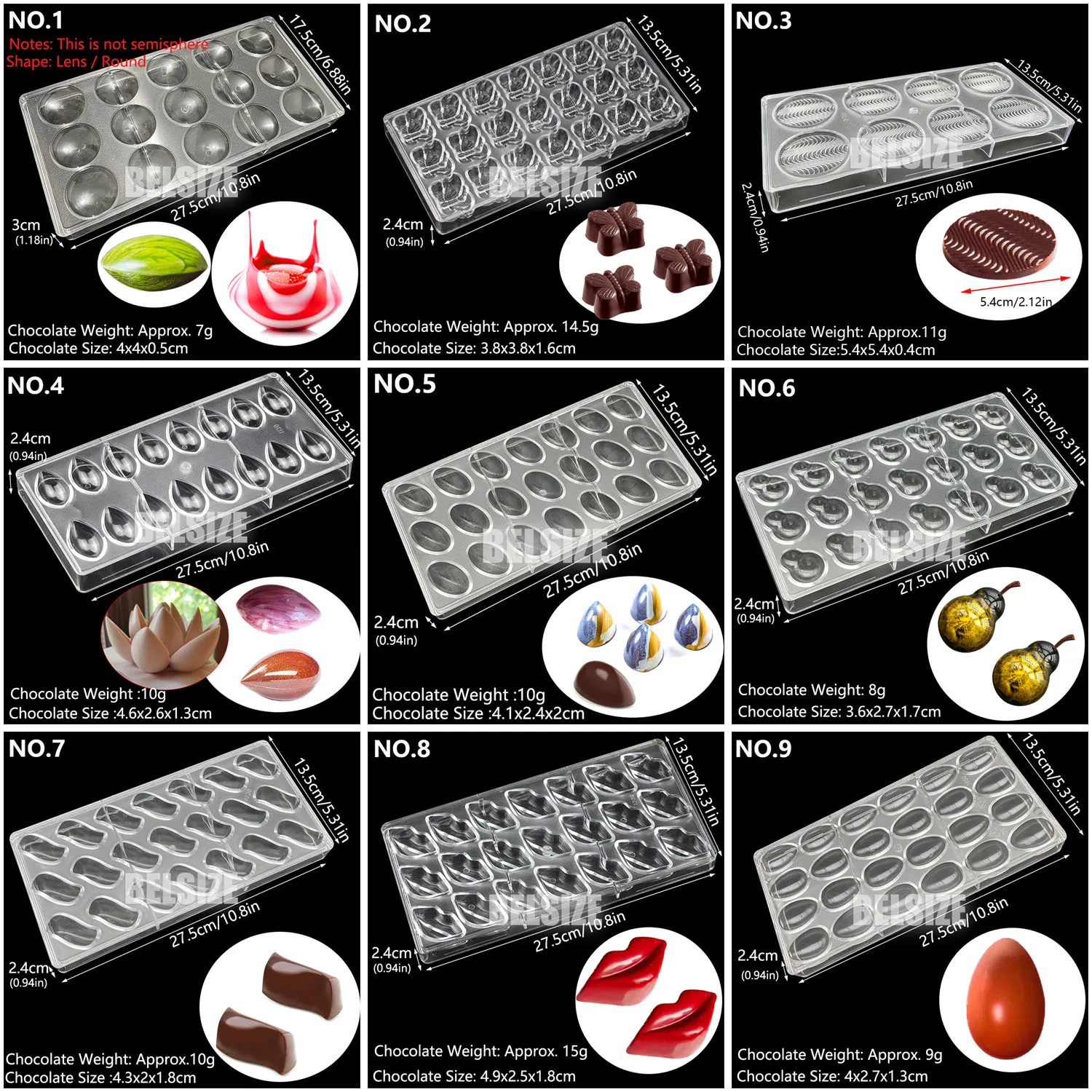 Polycarbonate Chocolate Molds For Baking Chocolate Professional  Chocolate Bonbons Candy Bar Confectionery Baking Supplies