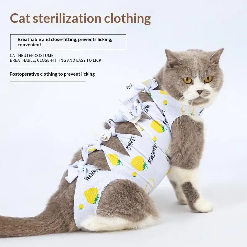 Pet Neutering Suit Cat Postoperative Recovery Anti Licking Clothing Adjustable Cat Wound Protective Clothes Pet Supplies