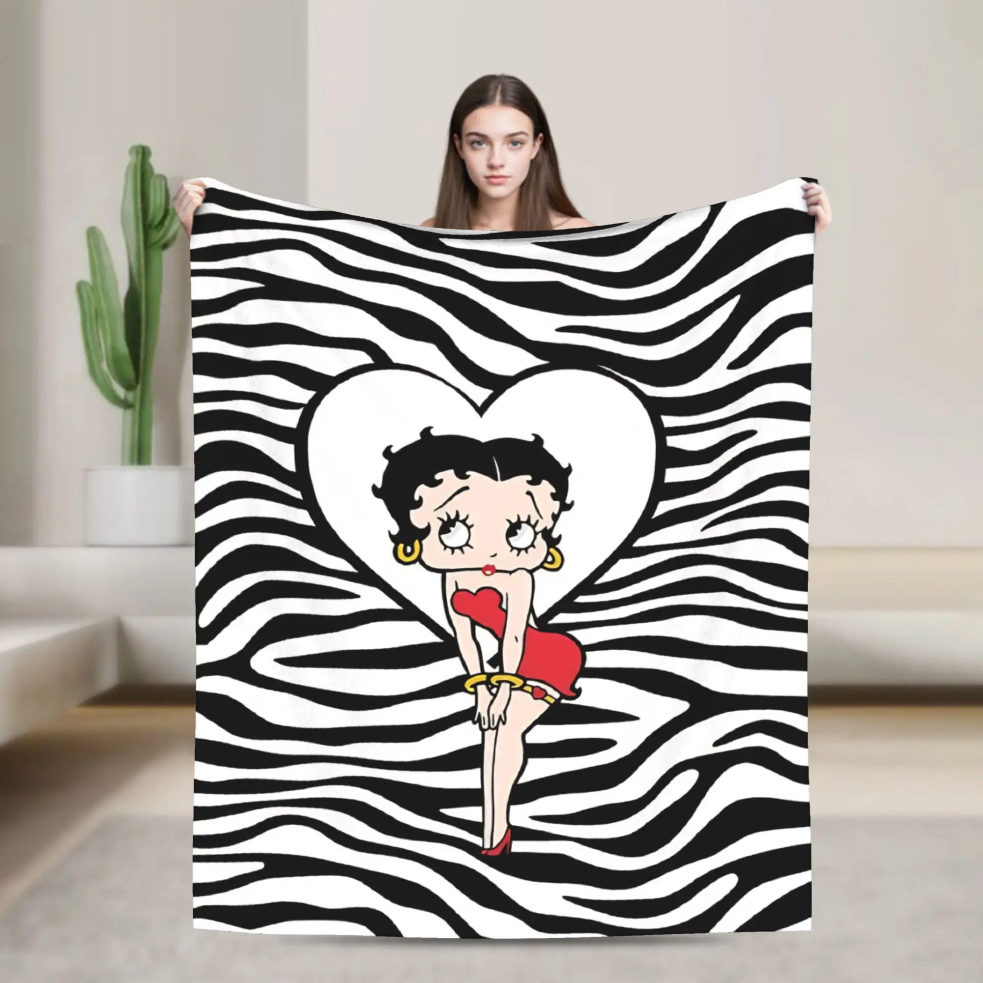 B-Bettys Boops Blanket  Super Warm Pattern Plush Throw Blanket For Boy Girl Bedroom Flannel Bedspread Bed Cover