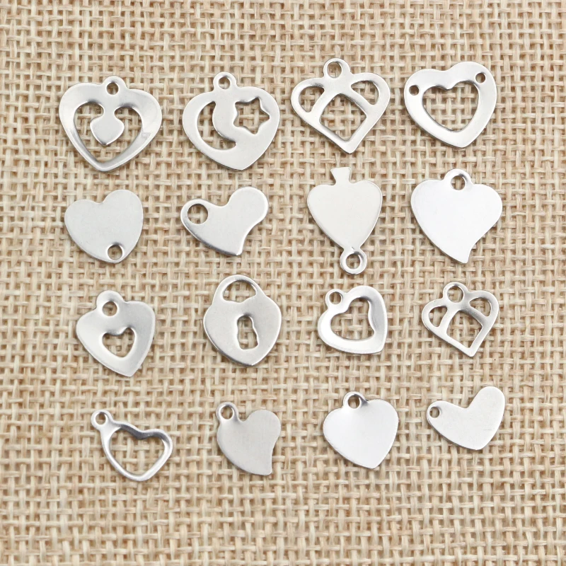 50 sztuk/partia nie znikną Charms 316 ze stali nierdzewnej stałe piękne serce Charms handmade Craft wisiorek tworzenia biżuterii, DIY dla naszyjnik