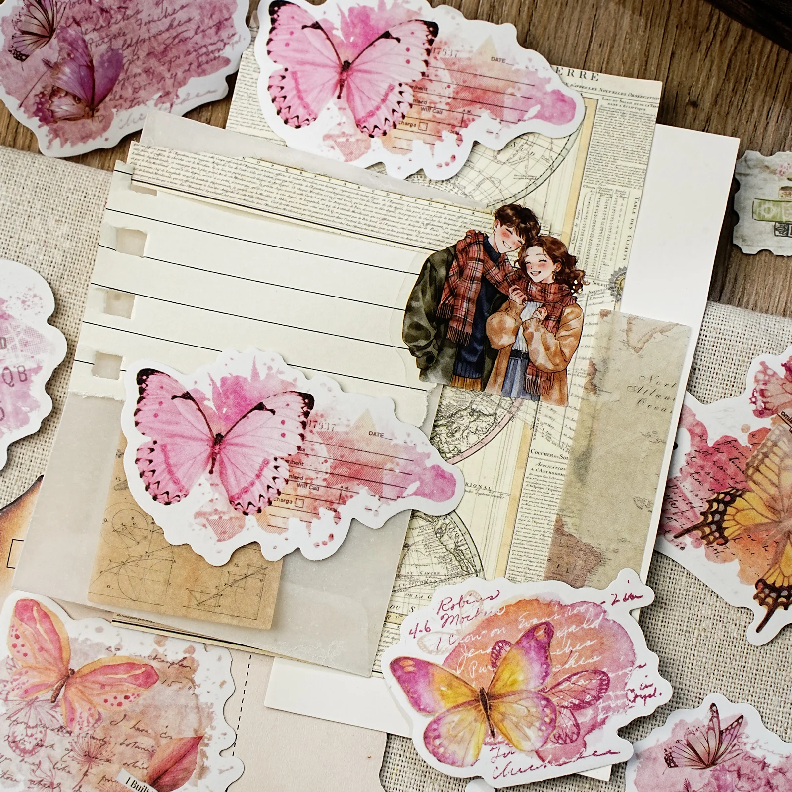 Etori Life Stain Mark Series Vintage Floral Stamp Art Aesthetic Sticker Pack Suitable for Laptops, Suitcases, Guitars, Pencil Cases, Bicycles, Scrapbooking Supplies, Office Decoration Accessories, Student Gift Paper Bags, Poster and Card Making, DIY Crafts, Birthday and Holiday Gifts, School Supplies