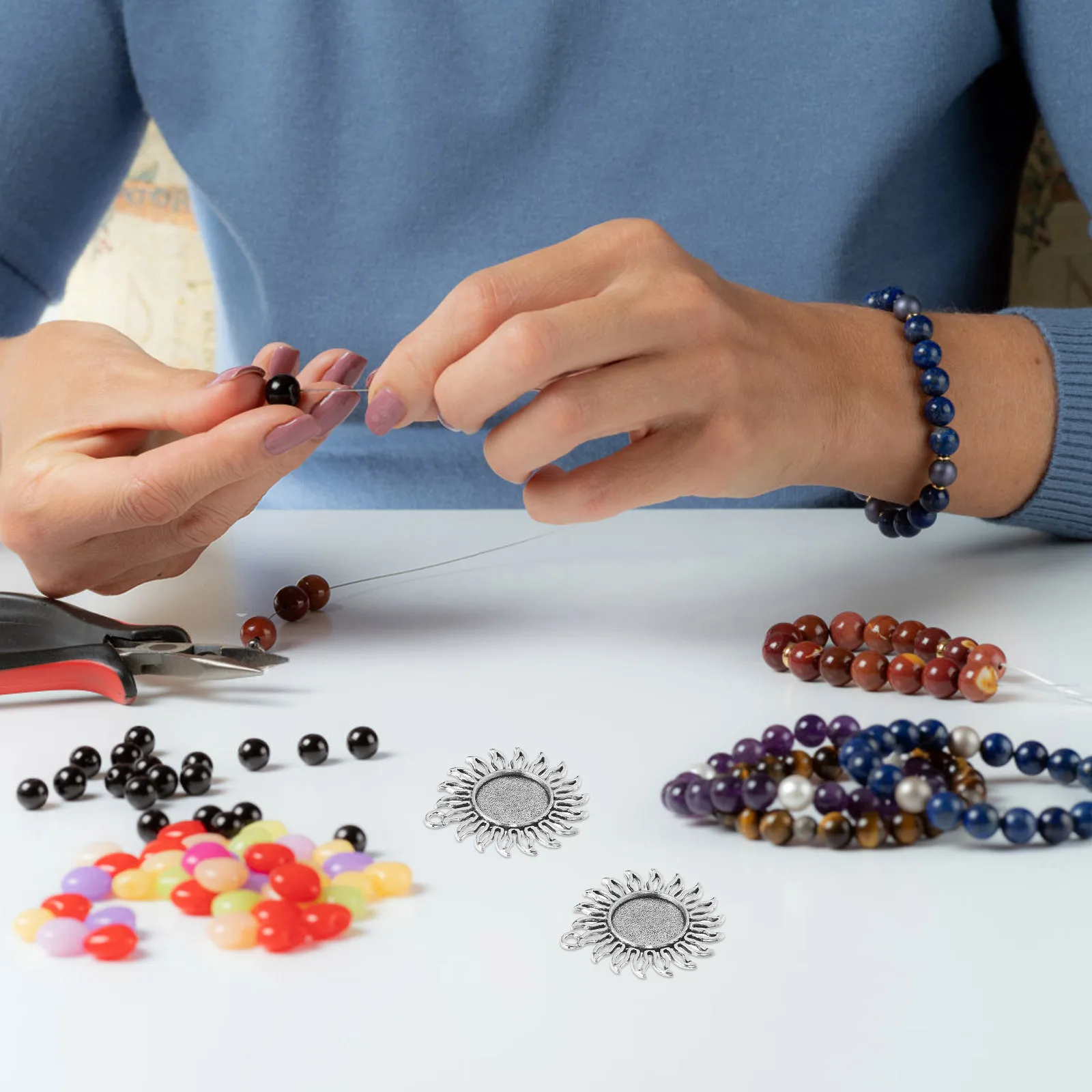 

20Pcs Sun Pendant Necklace Blank Base Vintage Alloy Cabochon Setting Tray Compatible 16Mm Round Bezel Jewelry Making Supplies