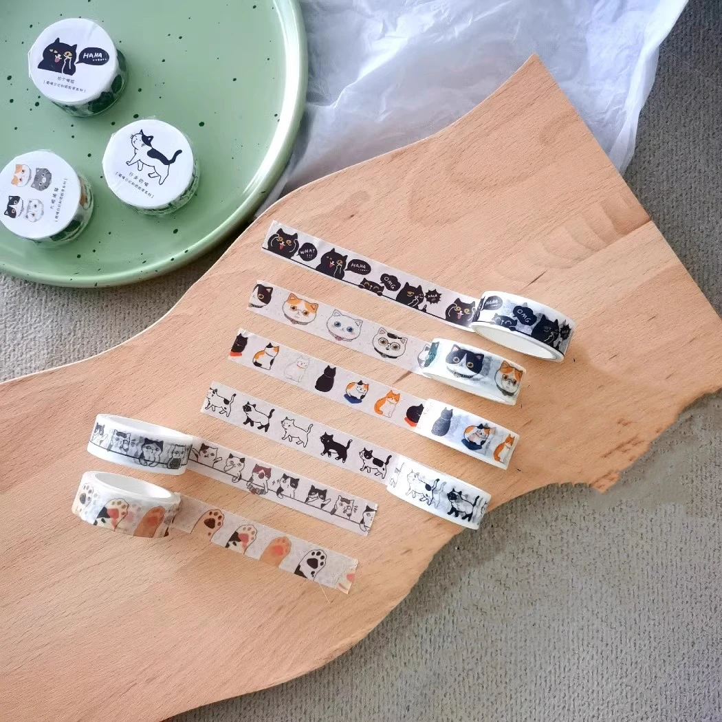 1 قطعة/6 قطعة الإبداعية لطيف القط اشي ورقة الشريط الزخرفية فتاة لطيف الكولاج الأساسية حساب اليد حساب اليد الزخرفية #1