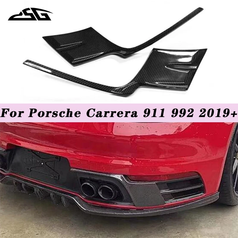 

For Porsche Carrera 911 992 2019+ Carbon Fiber Rear Bumper Side Fins Winglet Air Vent Car Flaps Apron Trim Canard Splitter