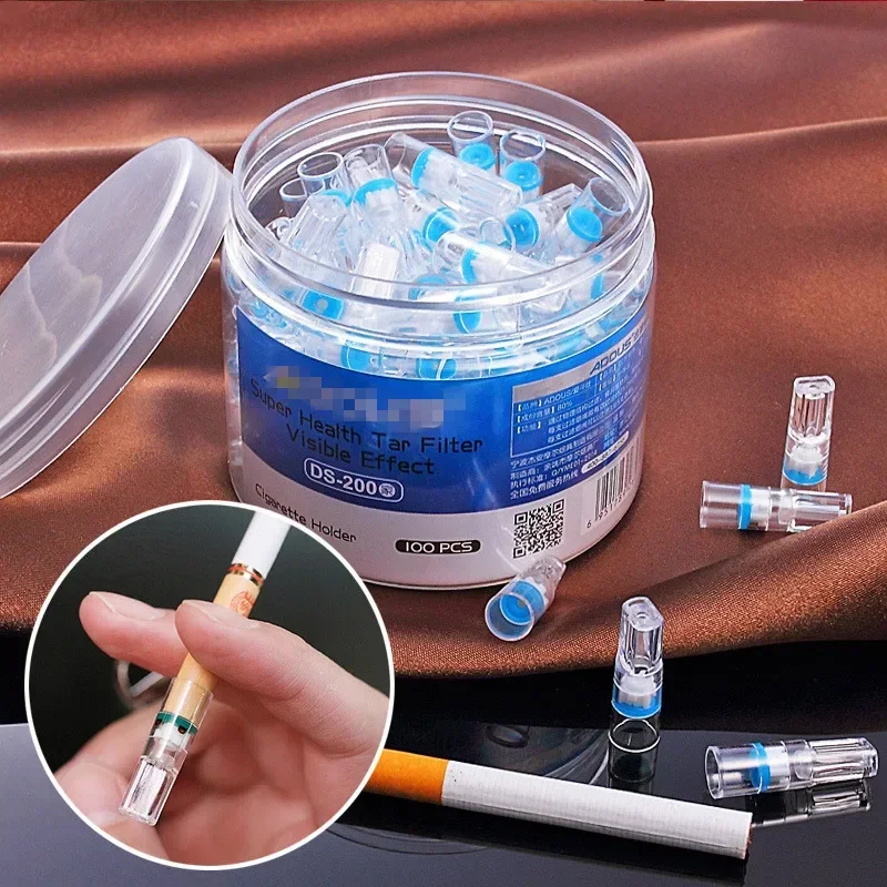 SMO 100pcs 7mm Disposable Cigarette Filter Reducing Tar Health Cleaning Holder Case Smoking Accessories Gadgets for Men Gift