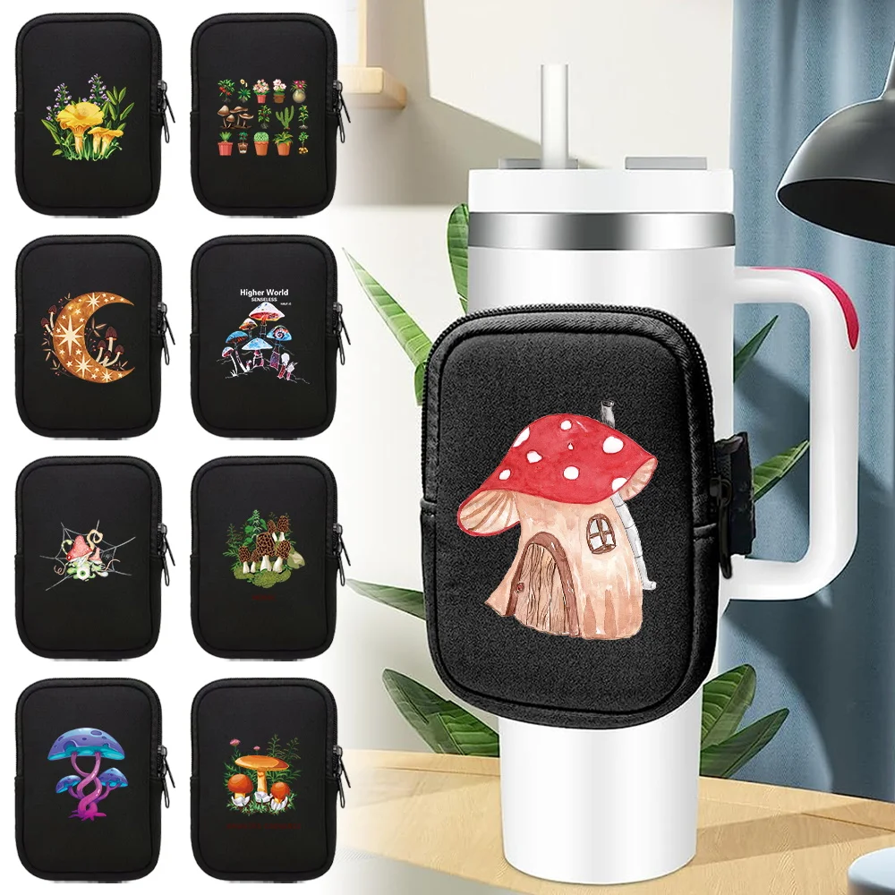 

Water Bottle Pouch for Stanley Cup 40oz/20oz/30oz Water Bottle Mushroom Series Tumbler Bag for Cards Keys Wallet Earphone