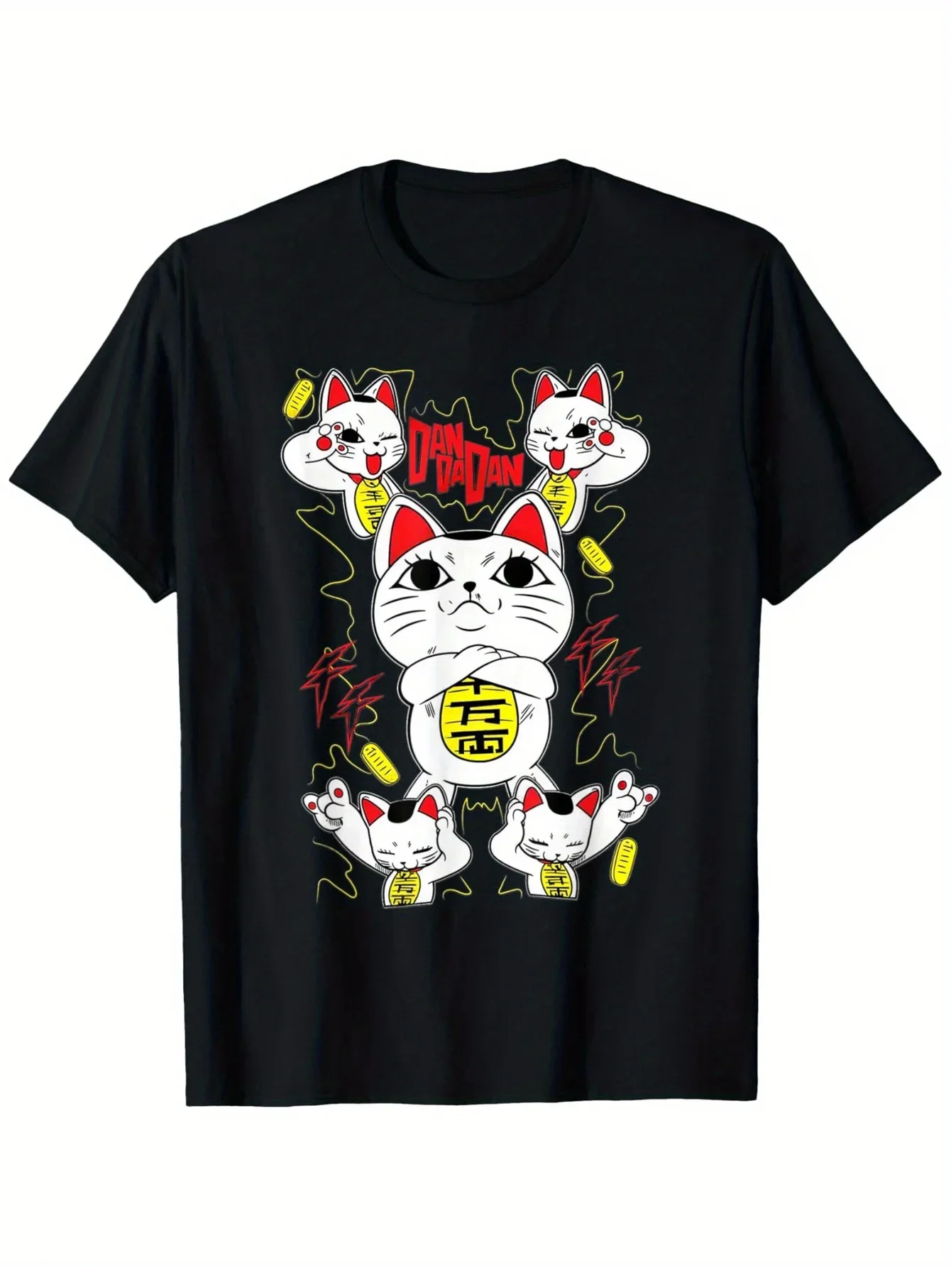 

Funny Dandadan Maneki Neko Maneki Cats Anime Graphic Tee Breathable Cotton T-Shirt Short Sleeve