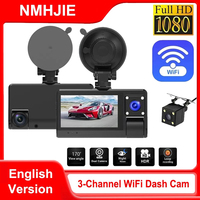3 Camera Dash Cam 3.0 Inch IPS Touch Screen 3-Channel Car Dvr Built-in Wifi 1080P Dual Len Dashcam Video Recorder Car Assecories